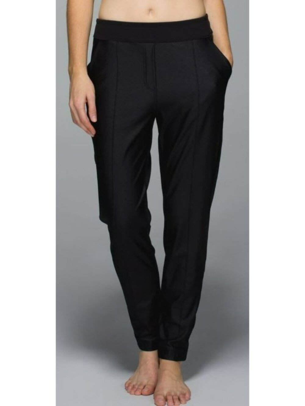 Lululemon Rise & Shine Trousers 4 Black Luon Yoga Pants Pull On Pockets 28”
